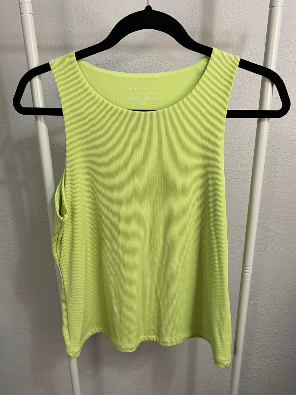 Tahari Lime Green Ribbed Tank